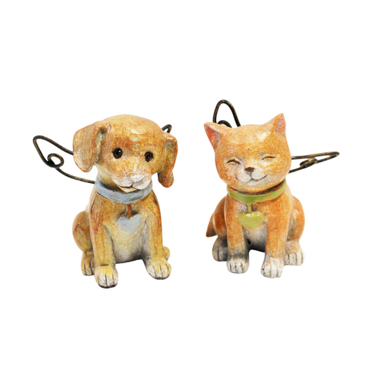 Angel dog and cat figurines