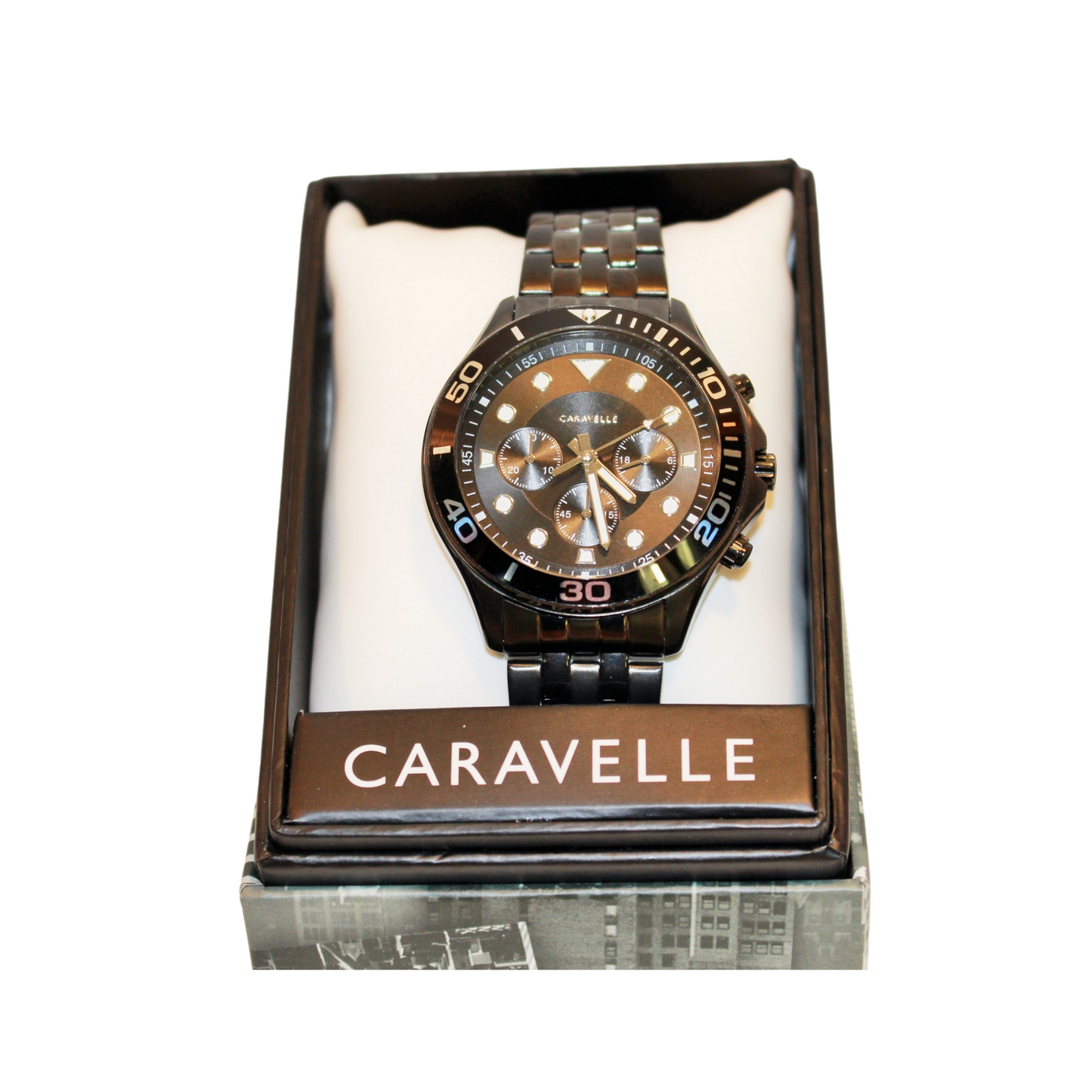 Men's Caravelle Black Design Watch