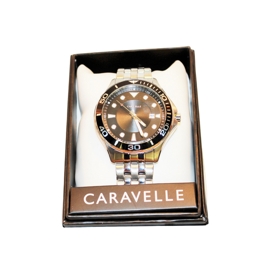 Men's Caravelle B/Silver Watch